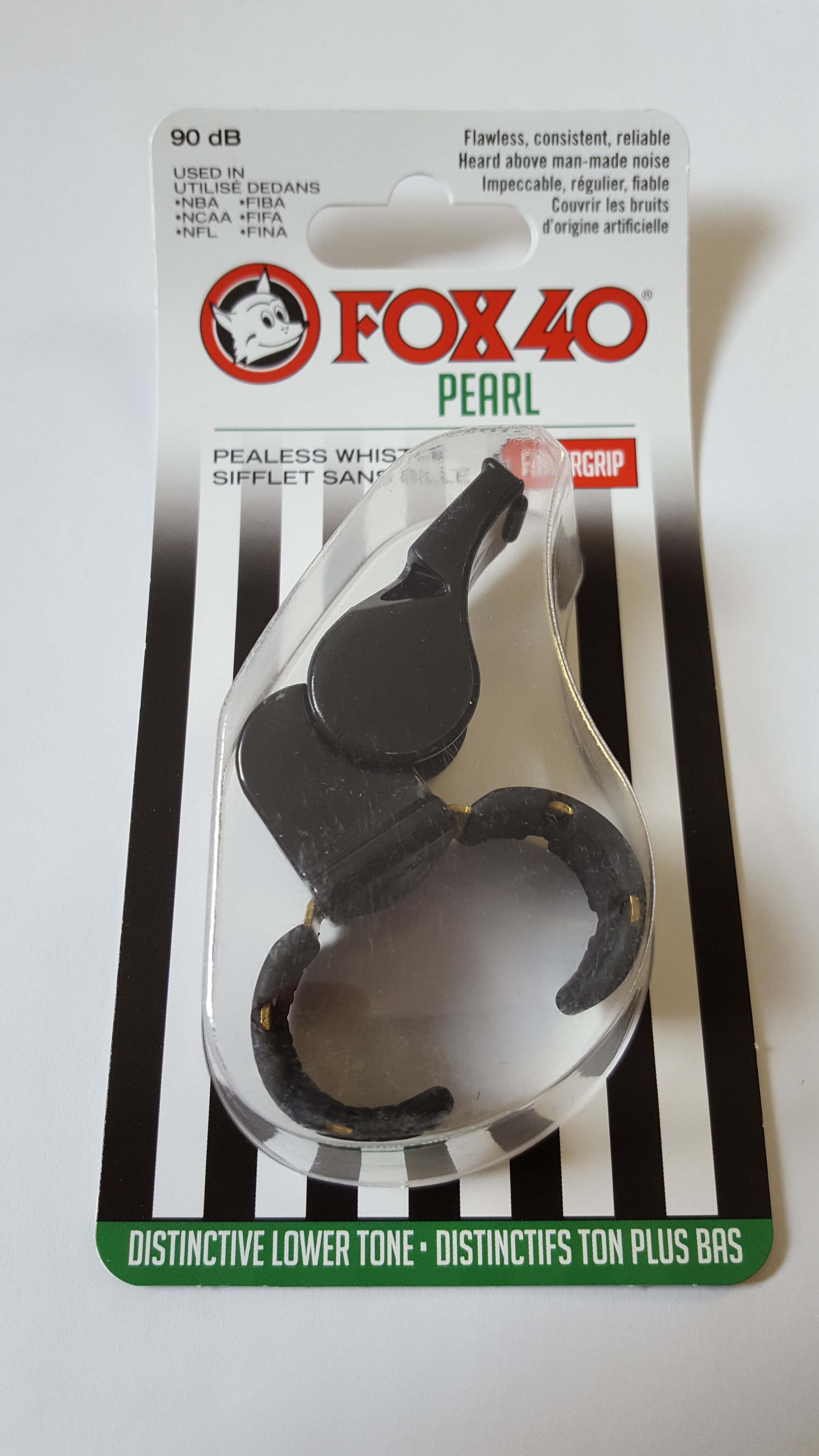 Fox 40 Pearl Black Fingergrip Whistle